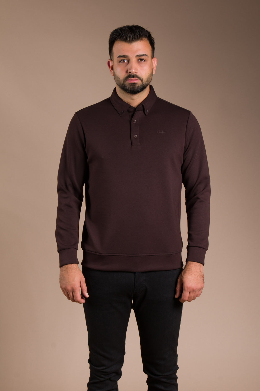 Kahve Polo Yaka Sweatshirt