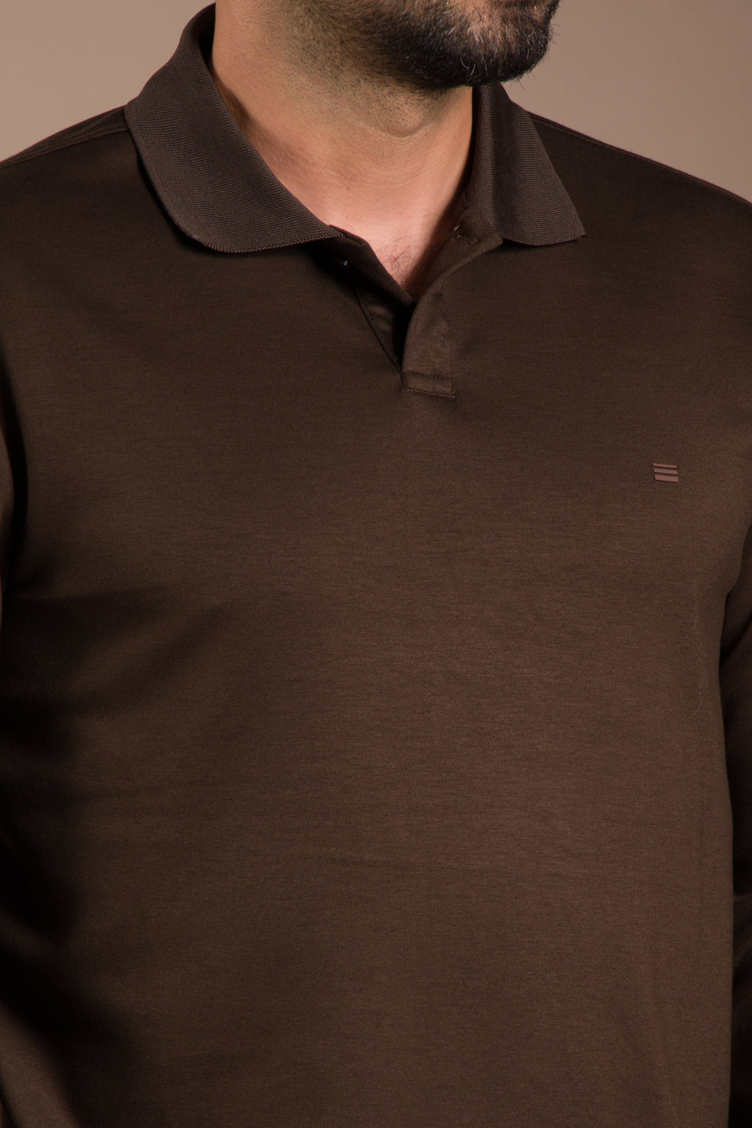 Kahve Polo Yaka Soft Sweatshirt