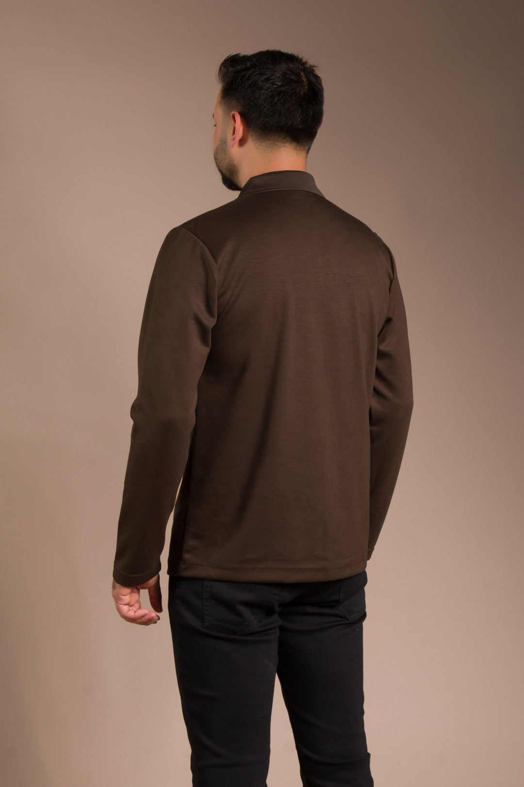 Kahve Polo Yaka Soft Sweatshirt