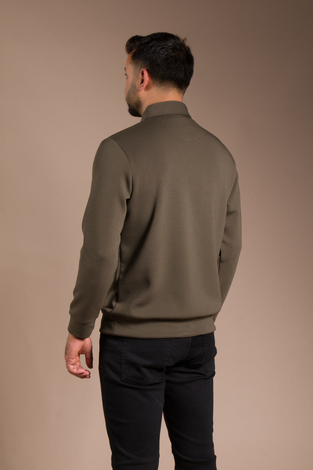 Haki Polo Yaka Sweatshirt