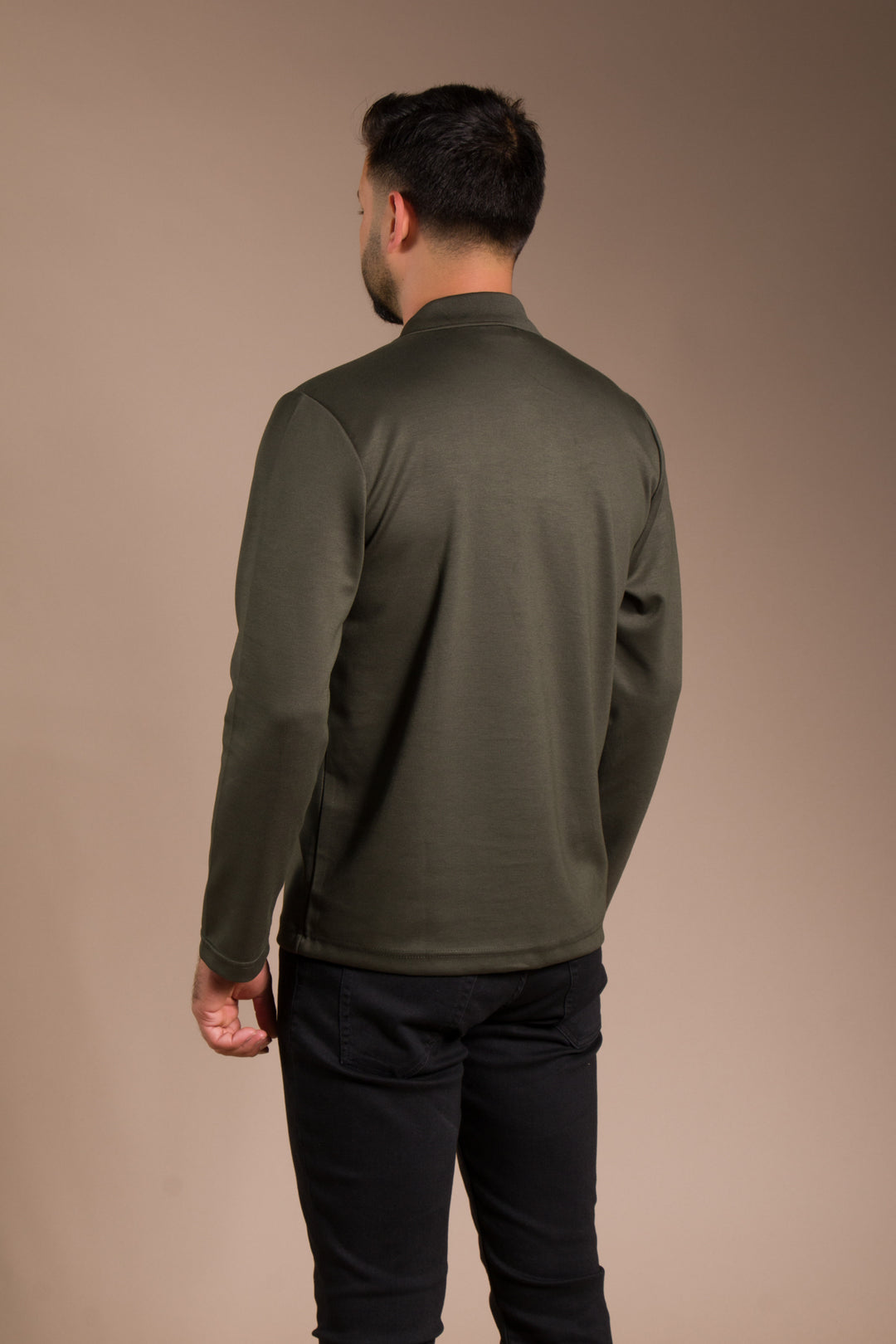 Haki Polo Yaka Soft Sweatshirt