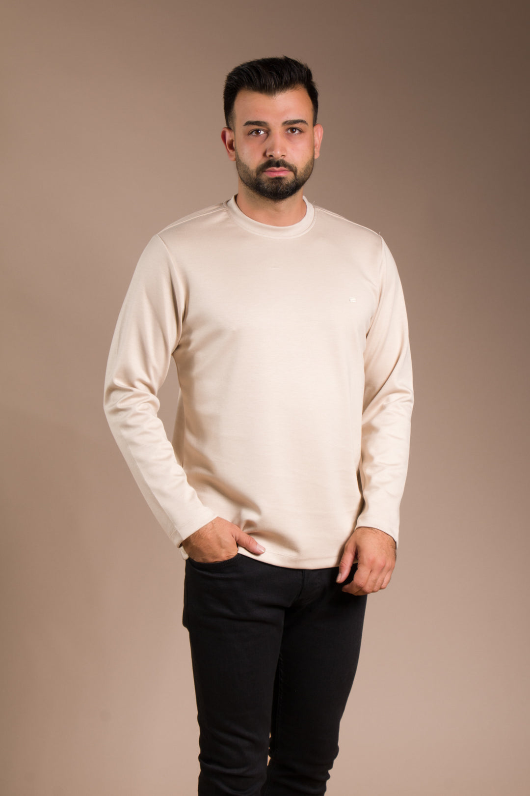 Bej Basic Soft Sweatshirt