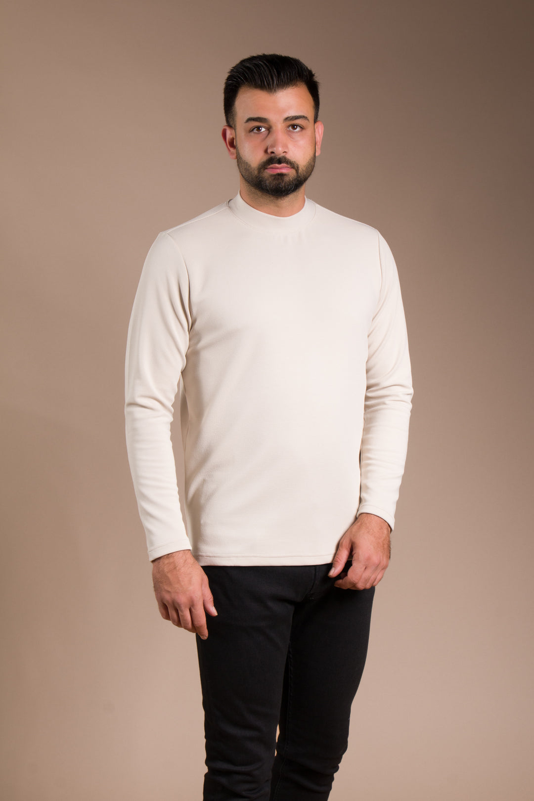 Bej Yarım Boğazlı Soft Sweatshirt