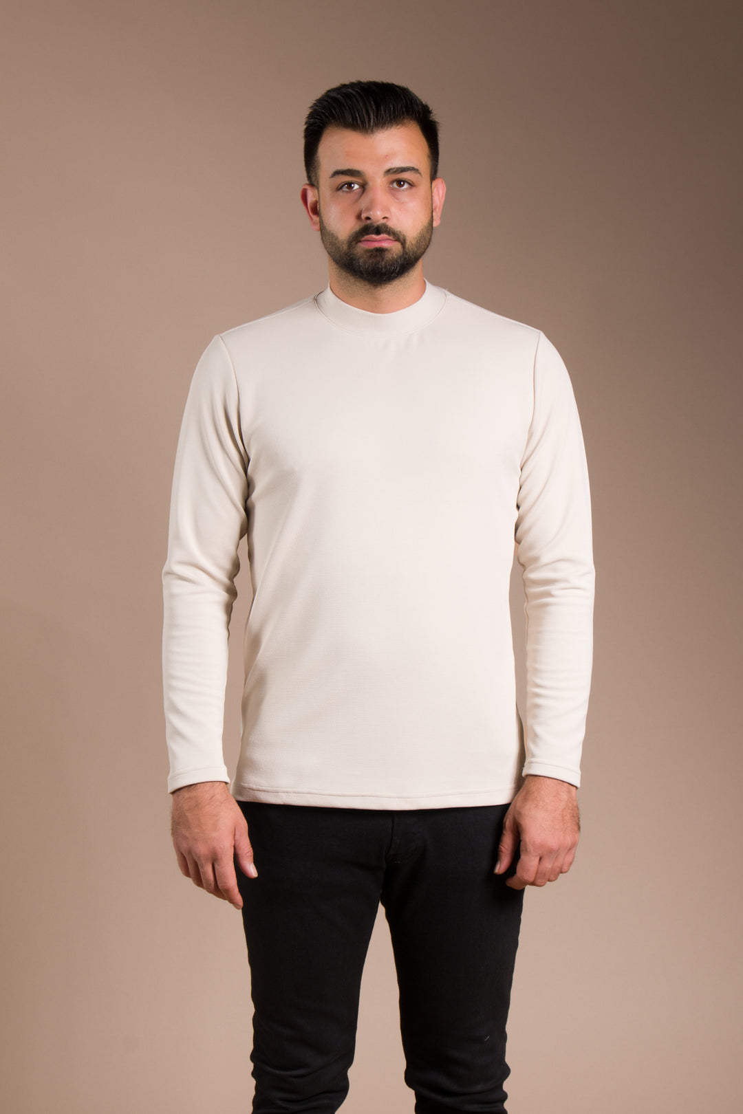 Bej Yarım Boğazlı Soft Sweatshirt