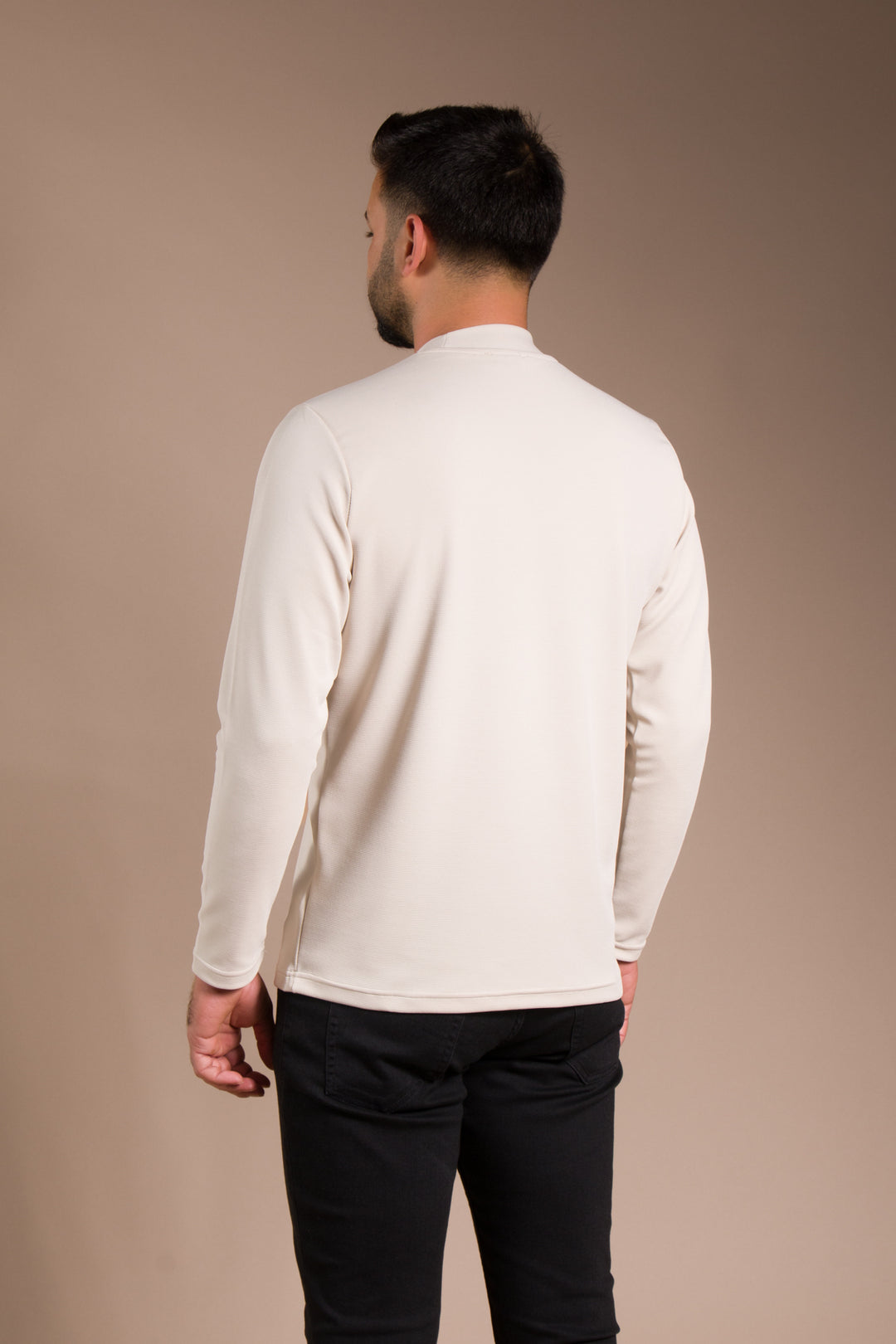 Bej Yarım Boğazlı Soft Sweatshirt