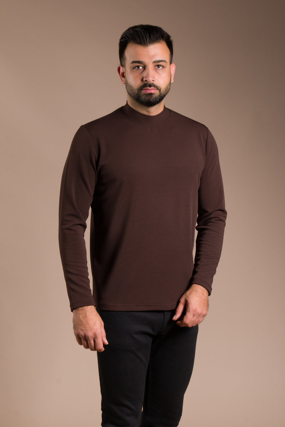 Kahve Yarım Boğazlı Soft Sweatshirt