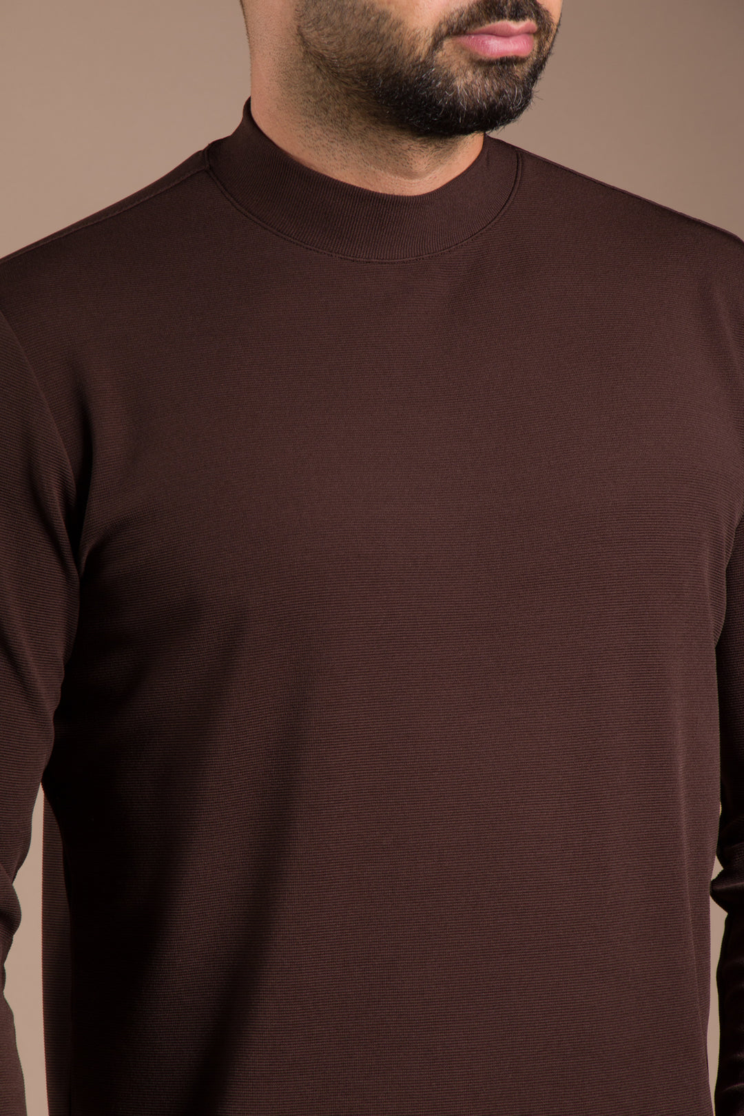 Kahve Yarım Boğazlı Soft Sweatshirt