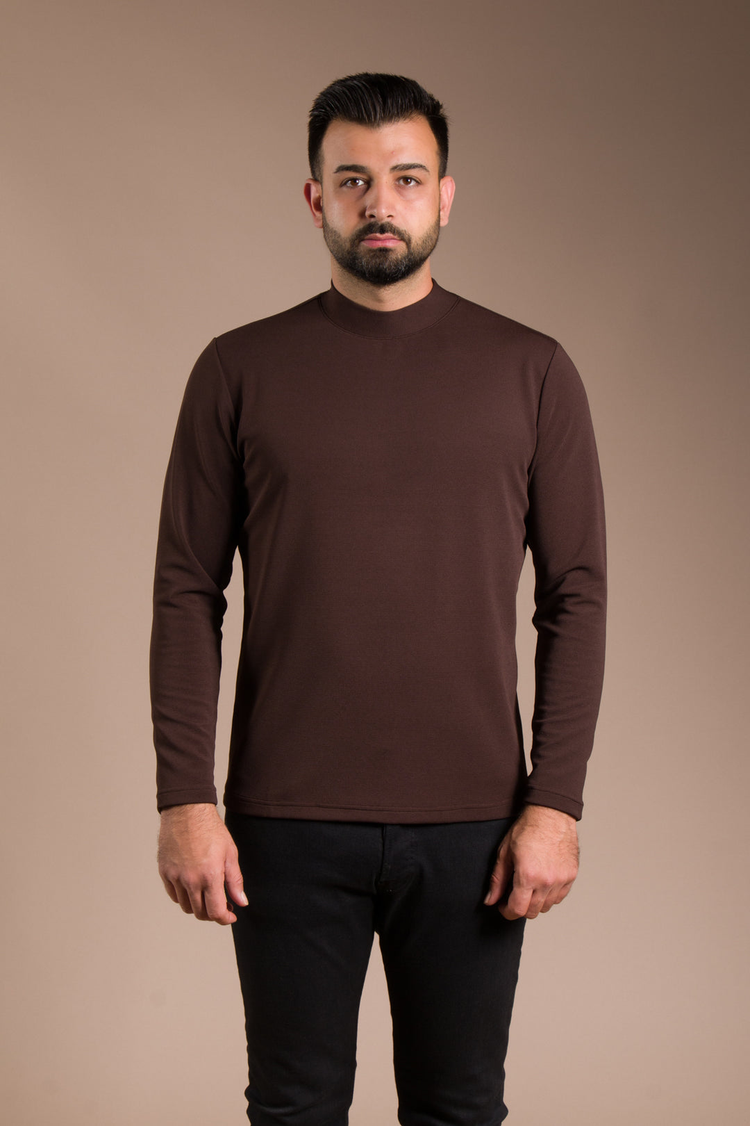Kahve Yarım Boğazlı Soft Sweatshirt