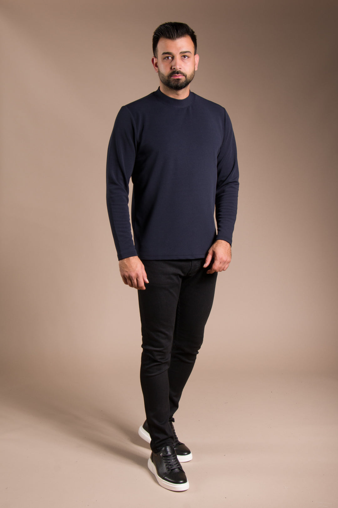 Lacivert Yarım Boğazlı Soft Sweatshirt