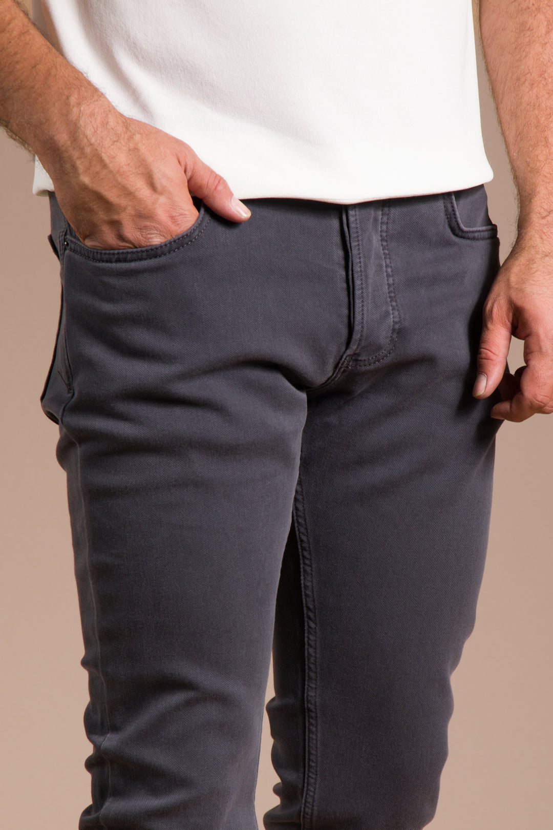 Koyu Gri Örme Slim Fit Jean