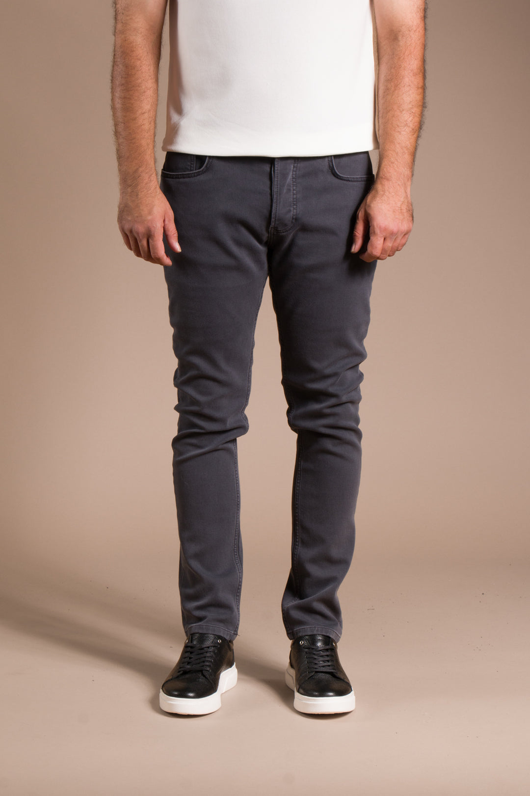 Koyu Gri Örme Slim Fit Jean