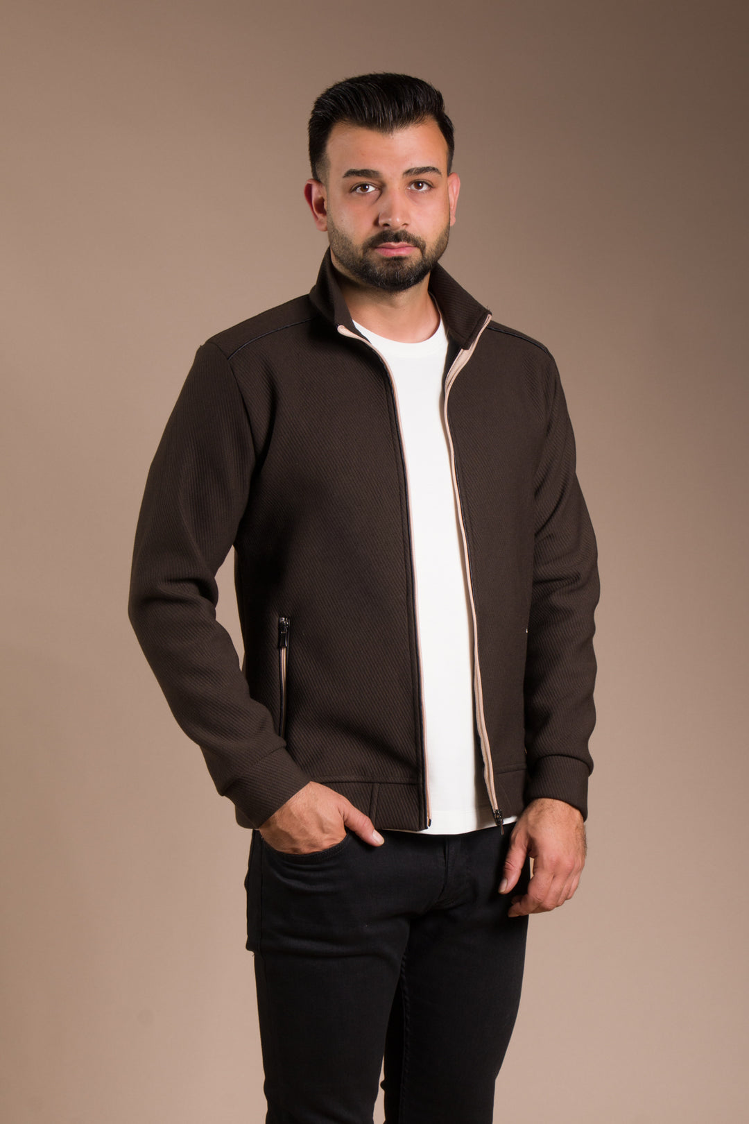 Kahverengi Fitilli İnce Ceket