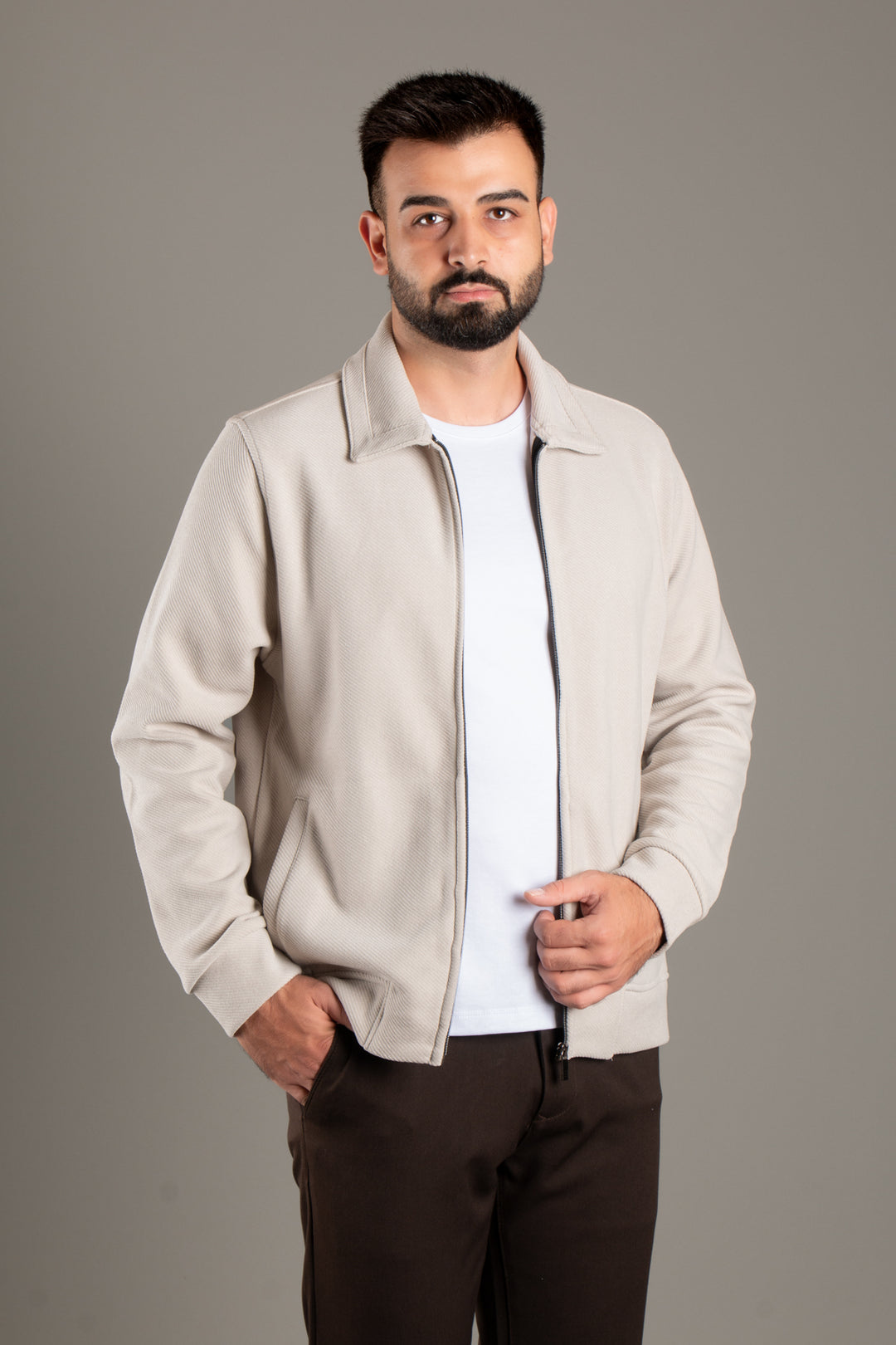 Diagonel Dokulu İnce Ceket
