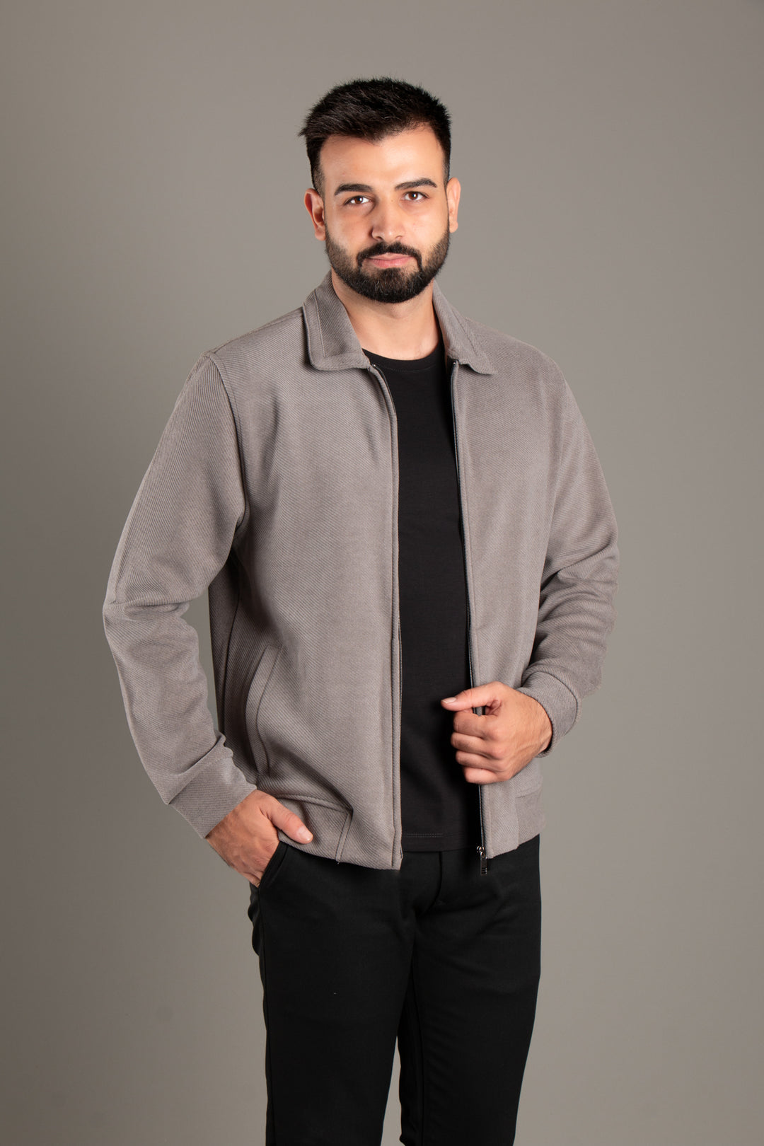 Diagonel Dokulu İnce Ceket