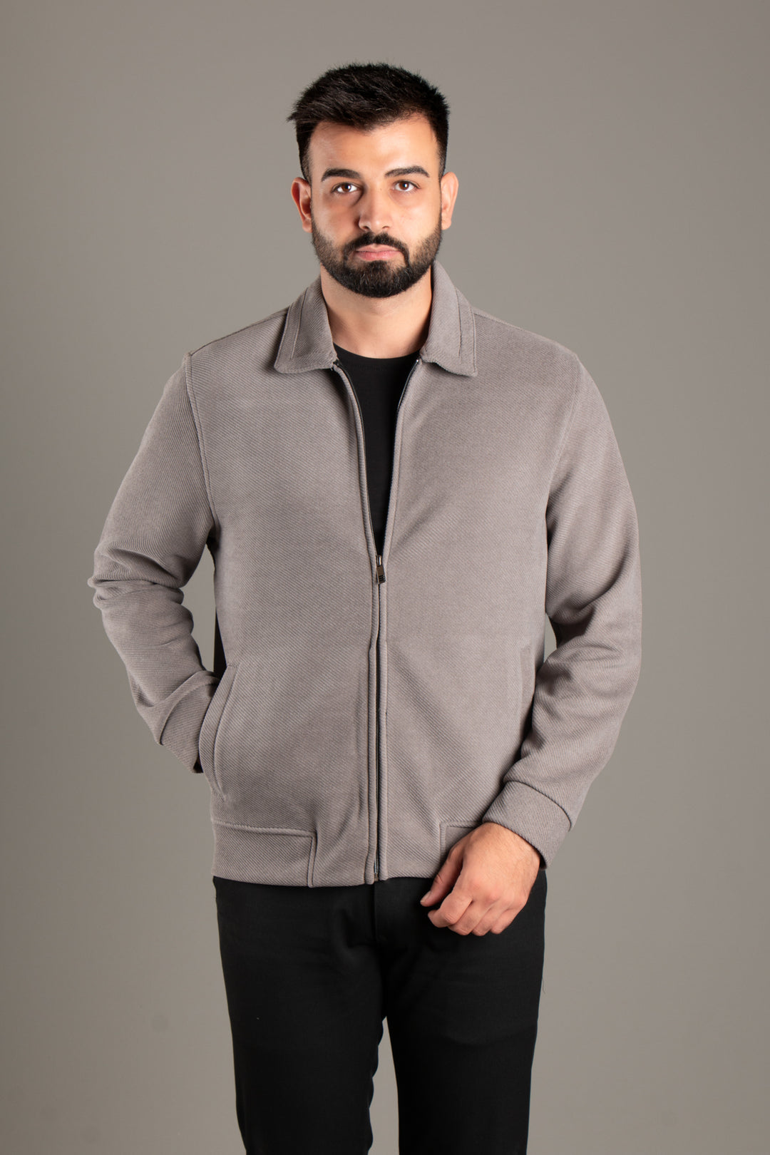 Diagonel Dokulu İnce Ceket