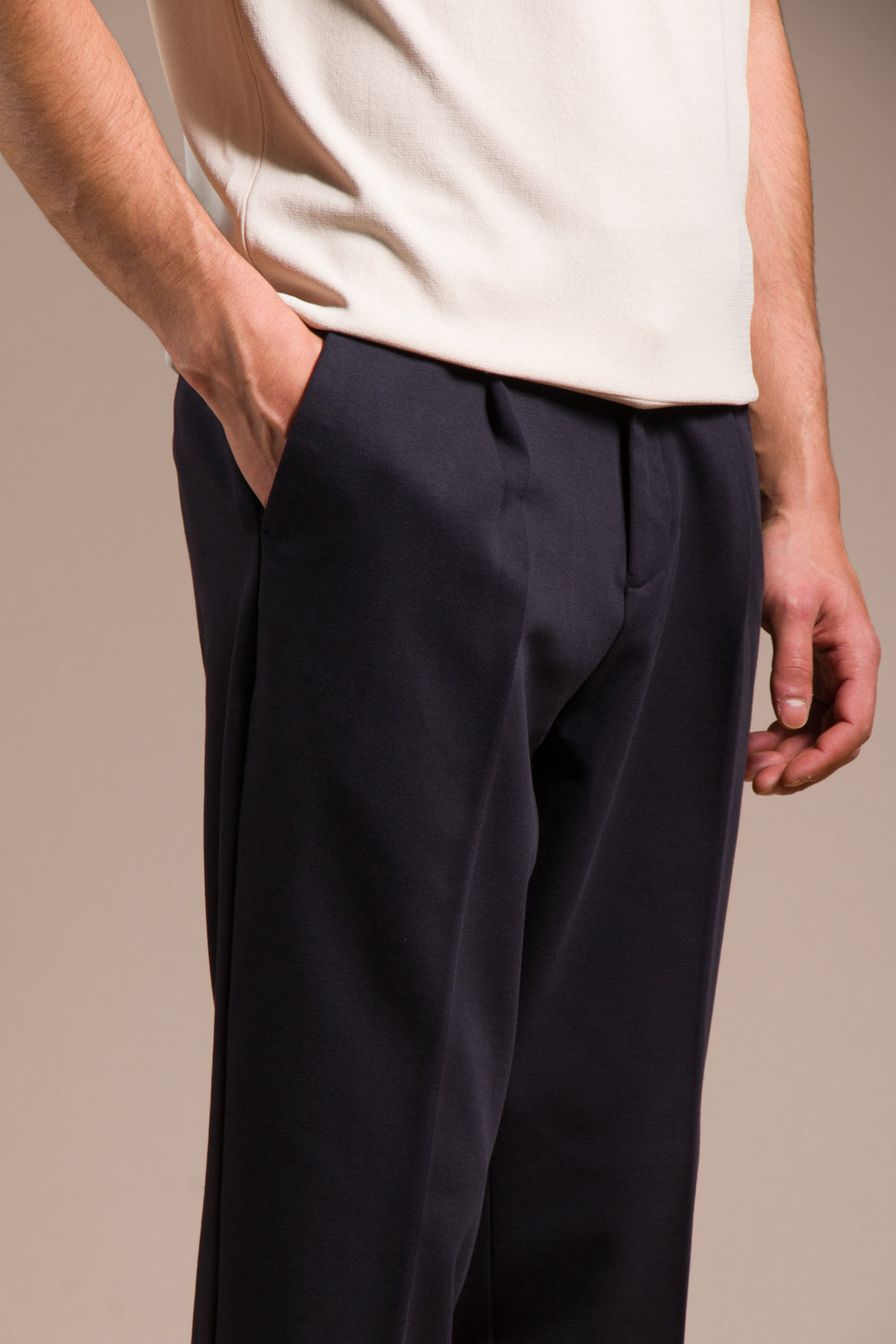 Lacivert Pileli Baggy Pantolon