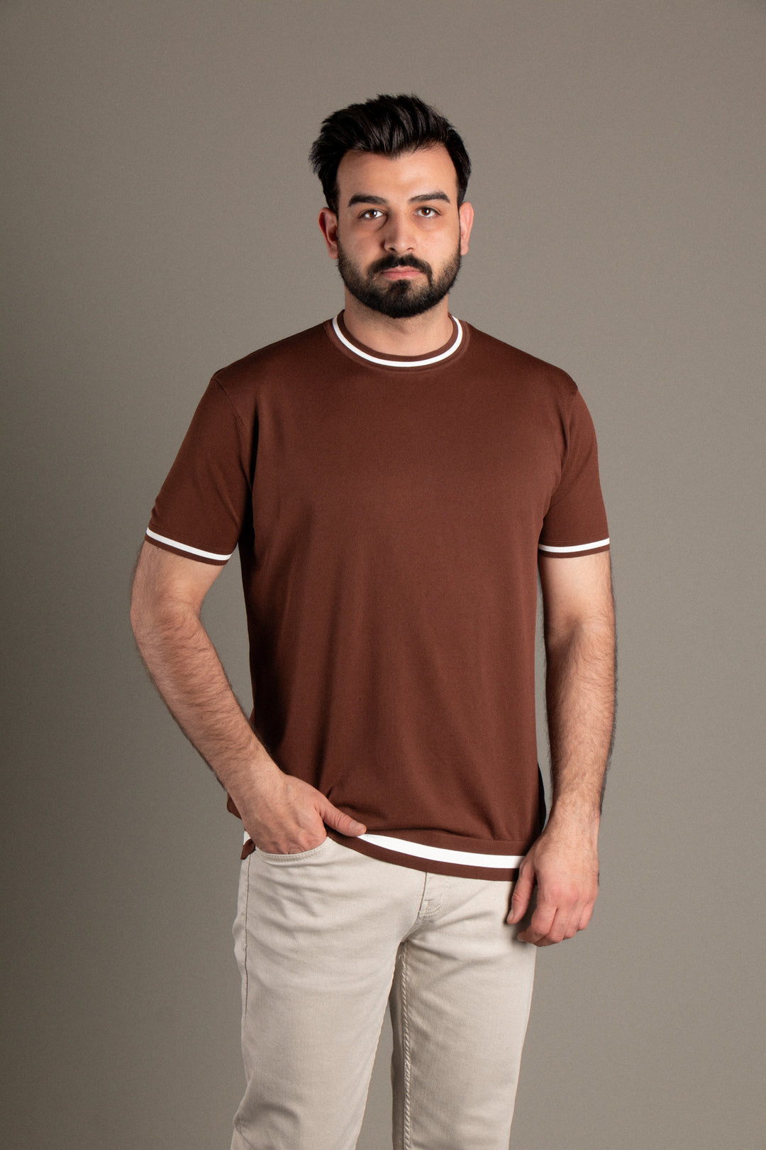 Şeritli Triko T-Shirt