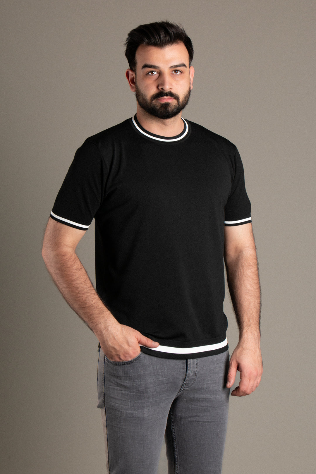 Şeritli Triko T-Shirt