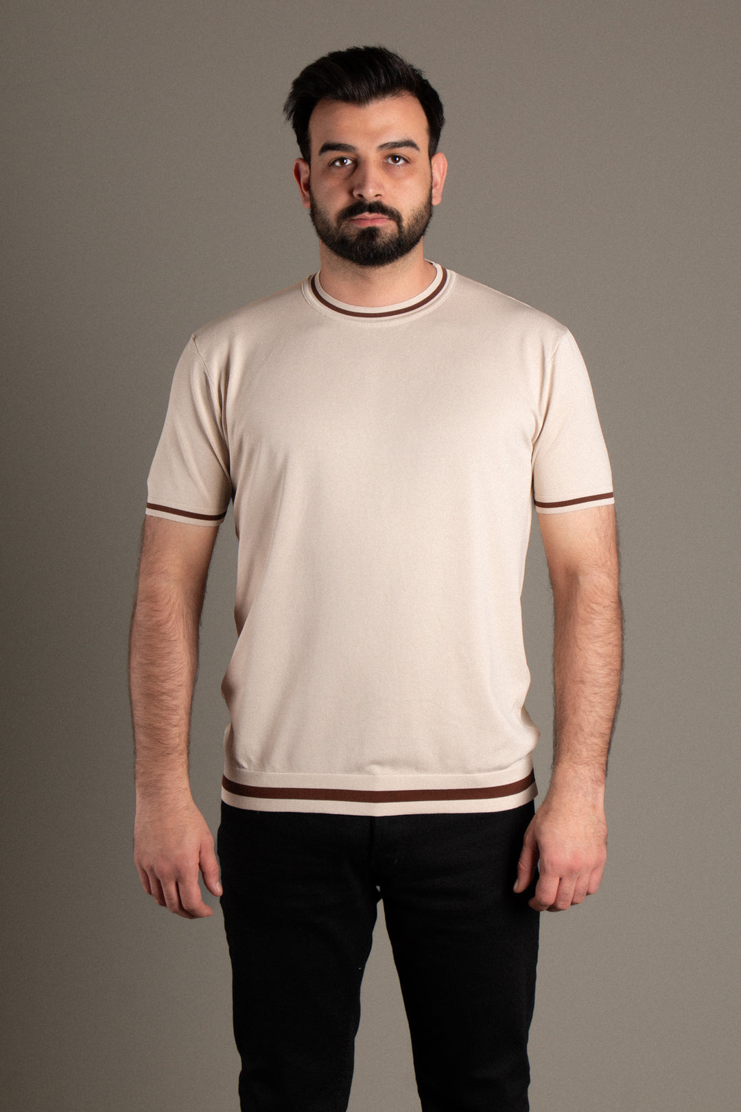 Şeritli Triko T-Shirt