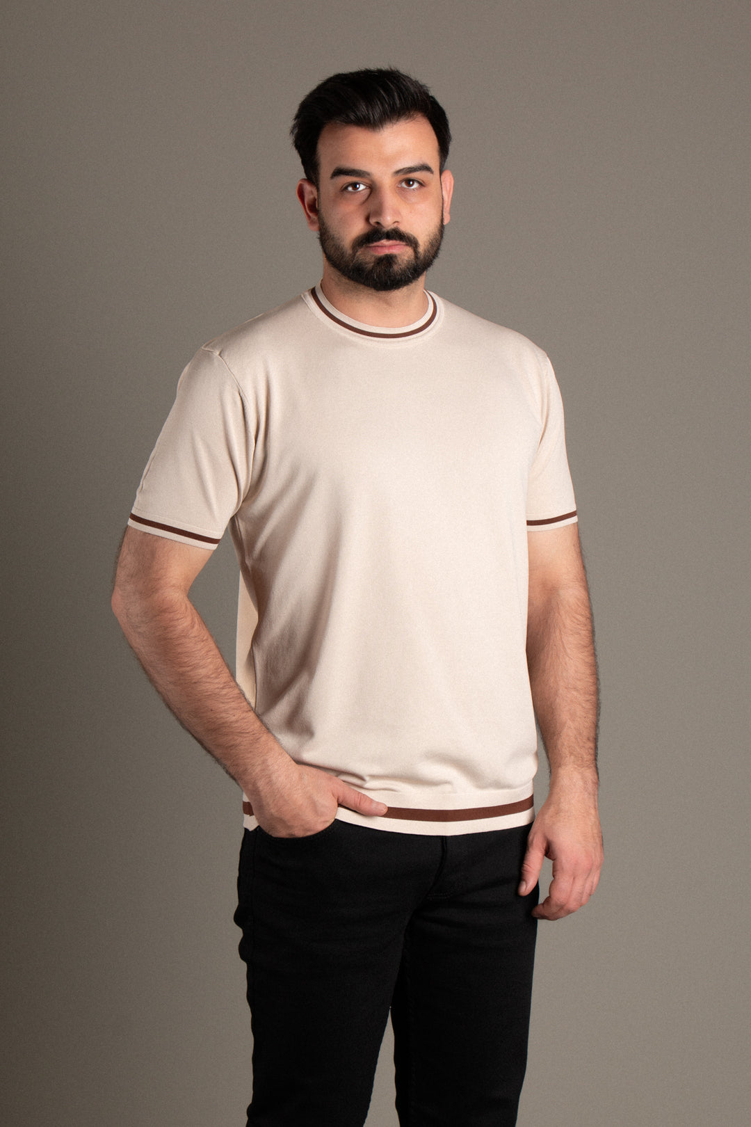 Şeritli Triko T-Shirt
