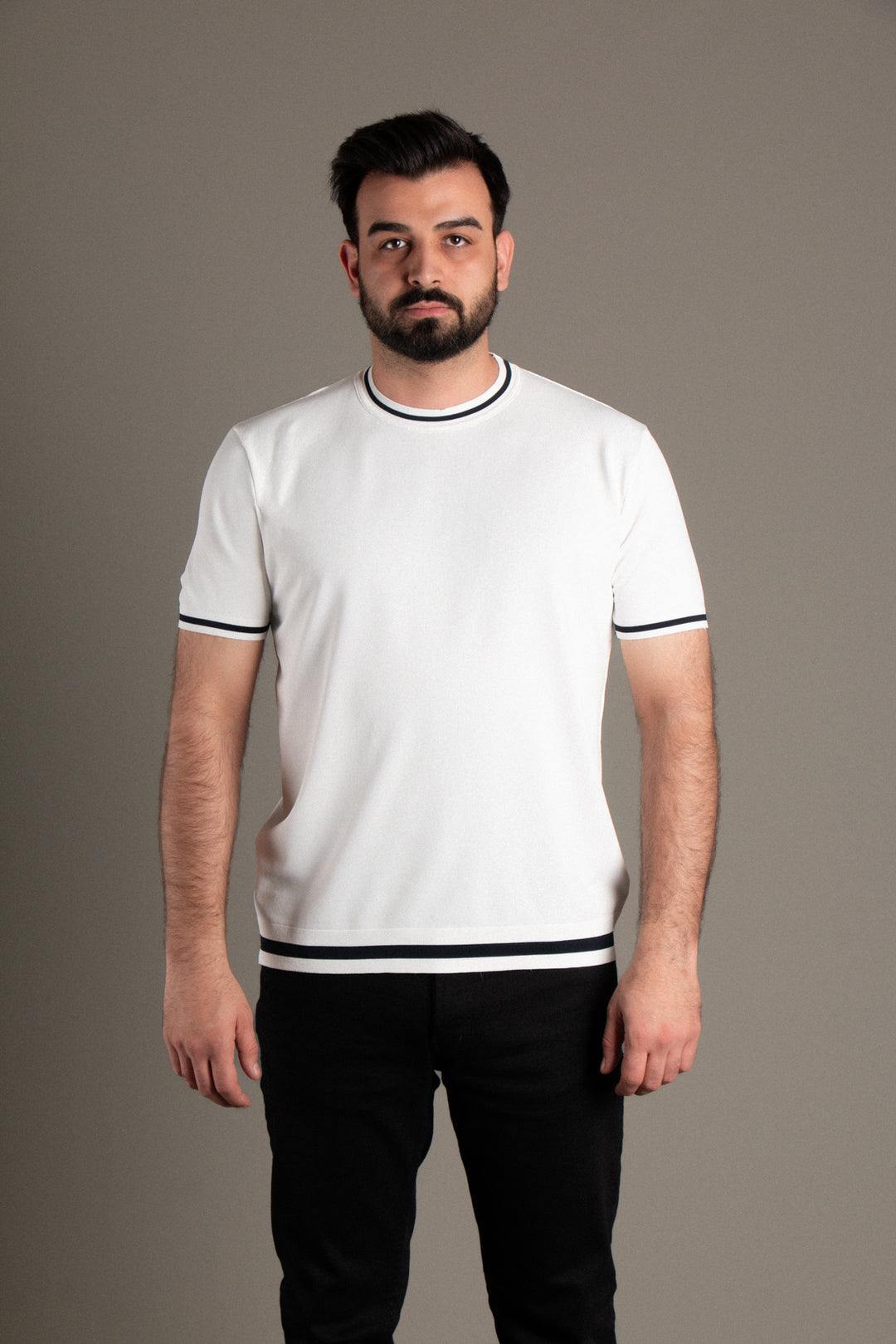 Şeritli Triko T-Shirt