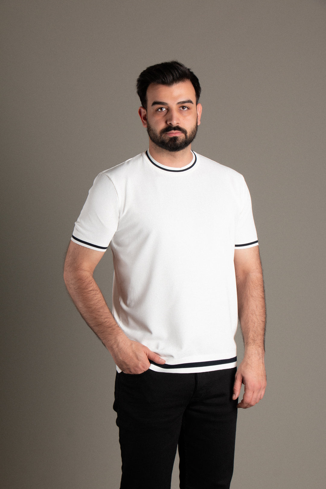 Şeritli Triko T-Shirt