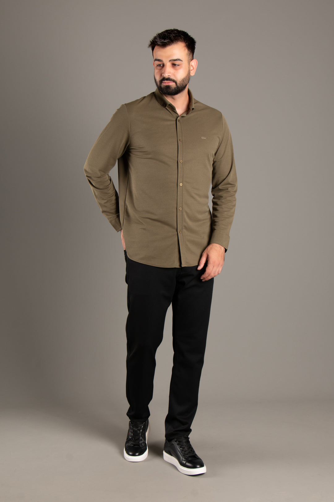 Dokulu Slim Fit Gömlek