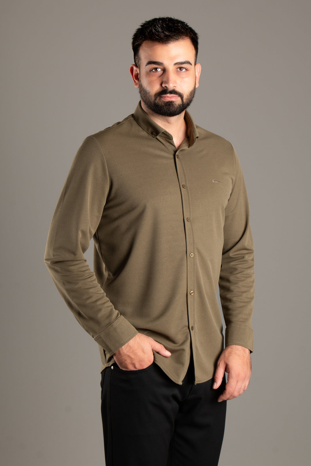 Dokulu Slim Fit Gömlek