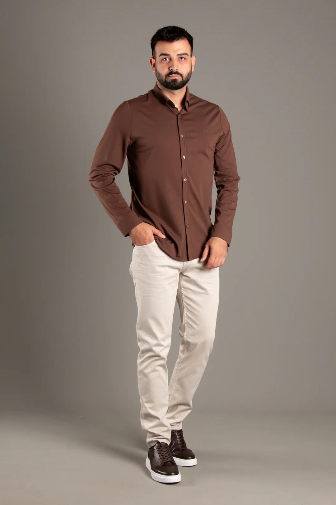 Soft Penye Basic Slim Fit Gömlek