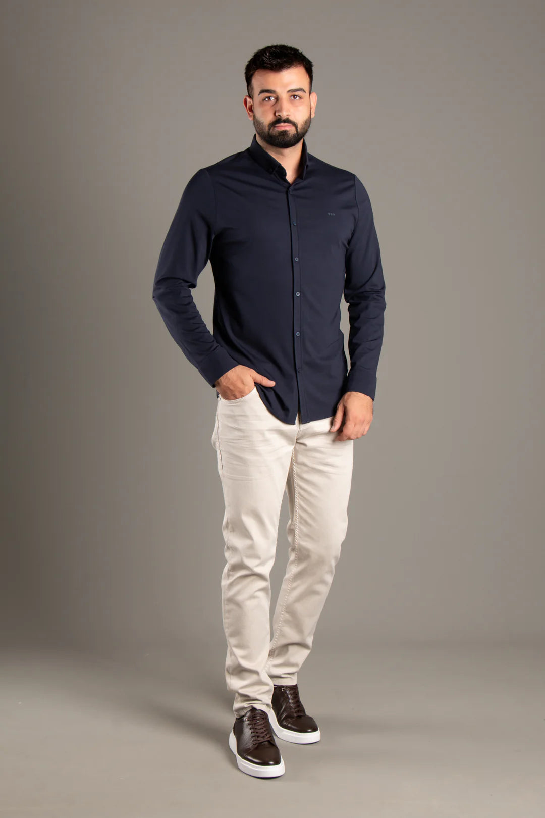 Soft Penye Basic Slim Fit Gömlek