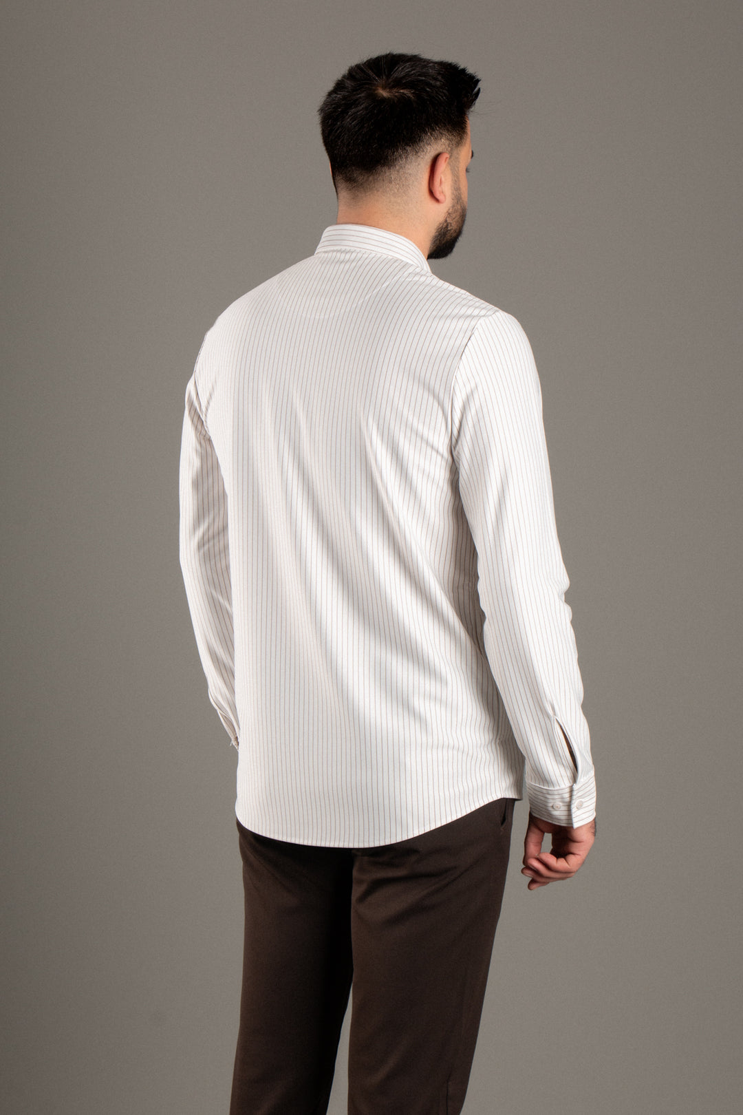 Dokulu Çizgili Slimfit Gömlek