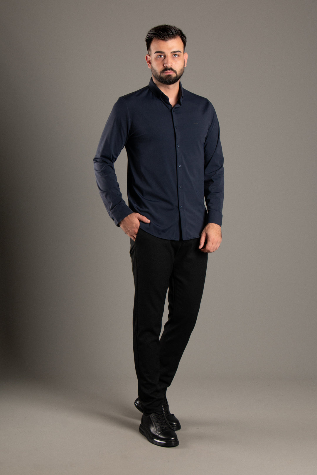 Soft Likralı Saten Slimfit Gömlek