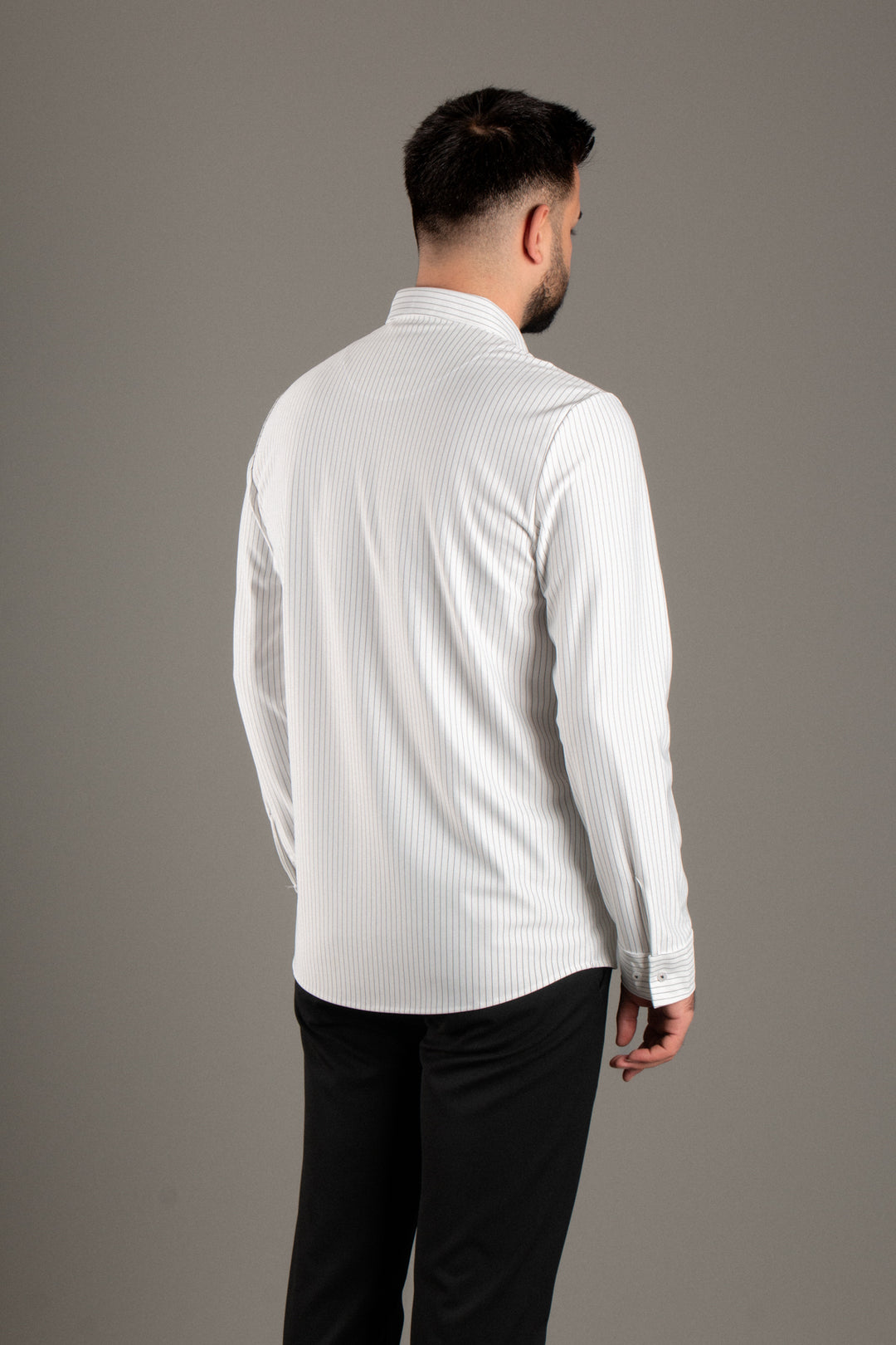 Dokulu Çizgili Slimfit Gömlek