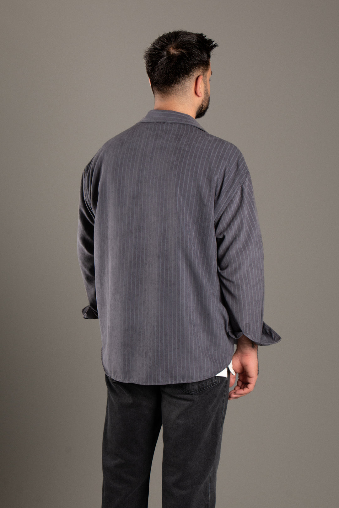 Oxfort Çizgili Oversize Gömlek