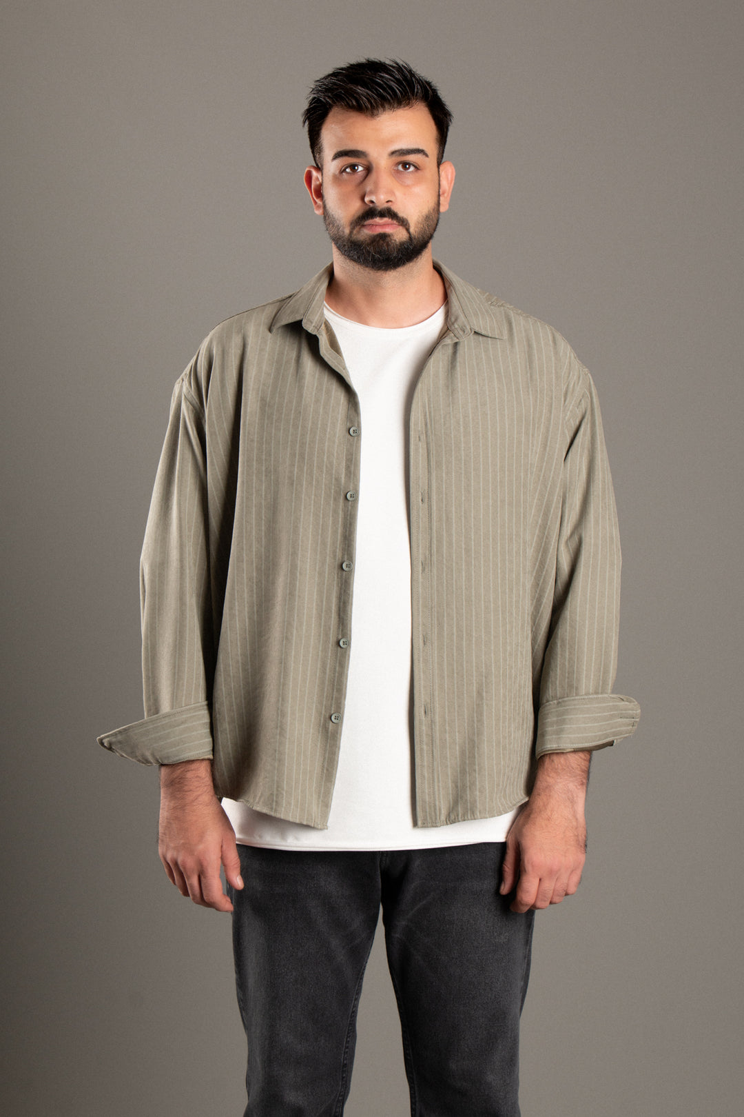 Oxford Çizgili Oversize Gömlek