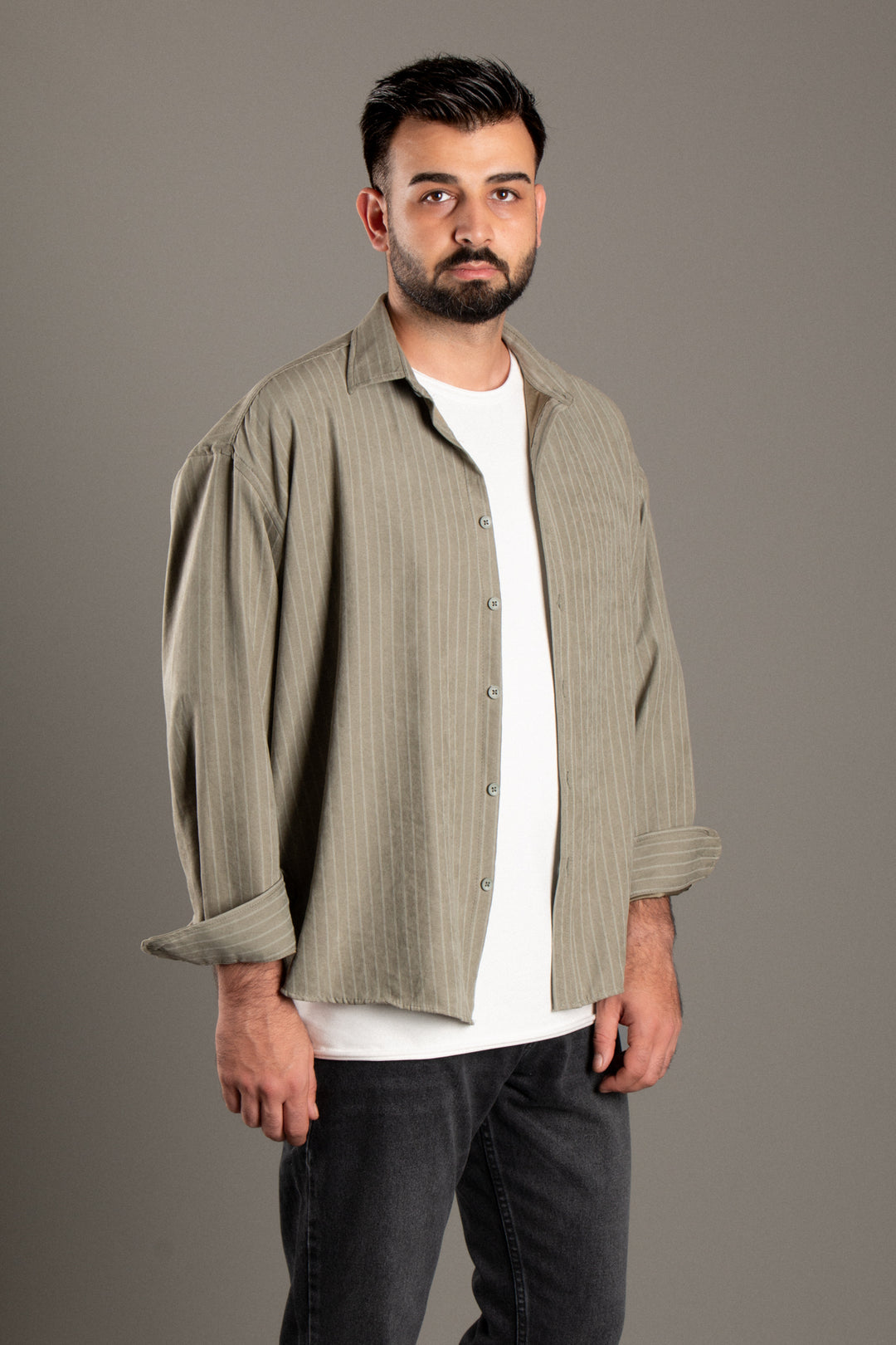 Oxford Çizgili Oversize Gömlek