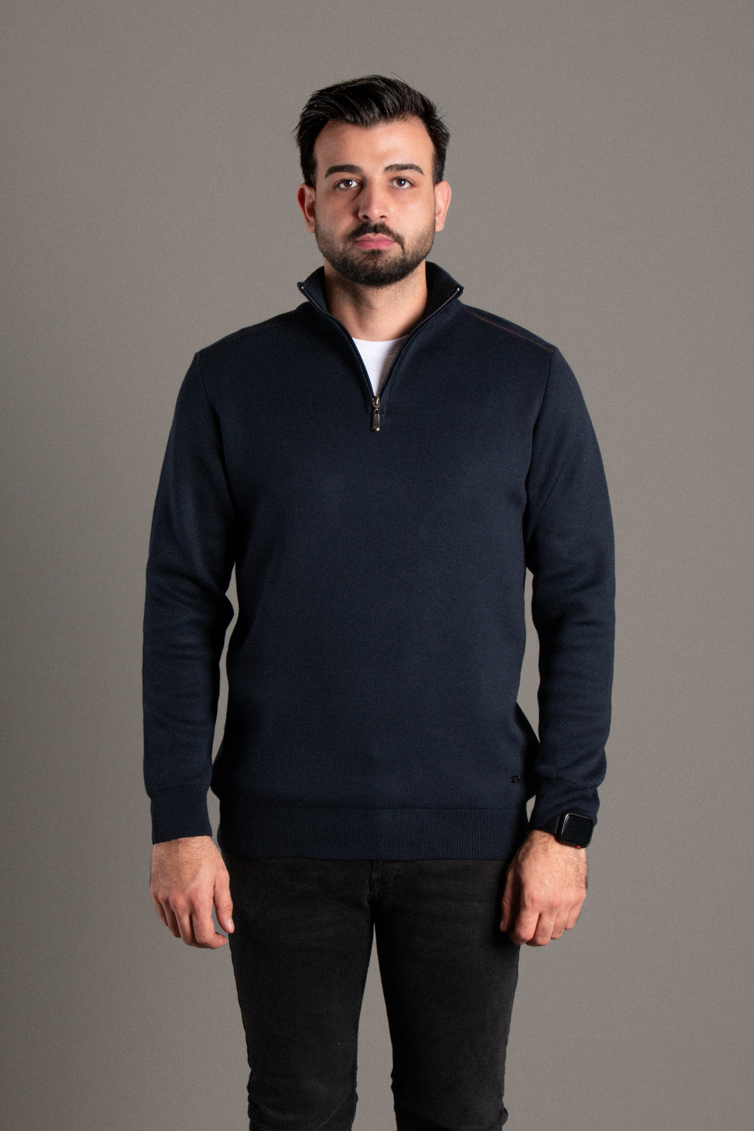 Fermuarlı Dik Yaka Triko