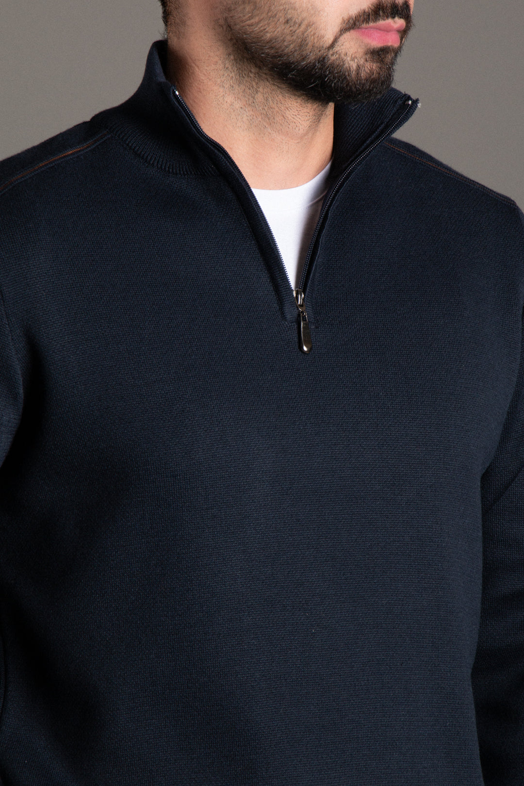 Fermuarlı Dik Yaka Triko