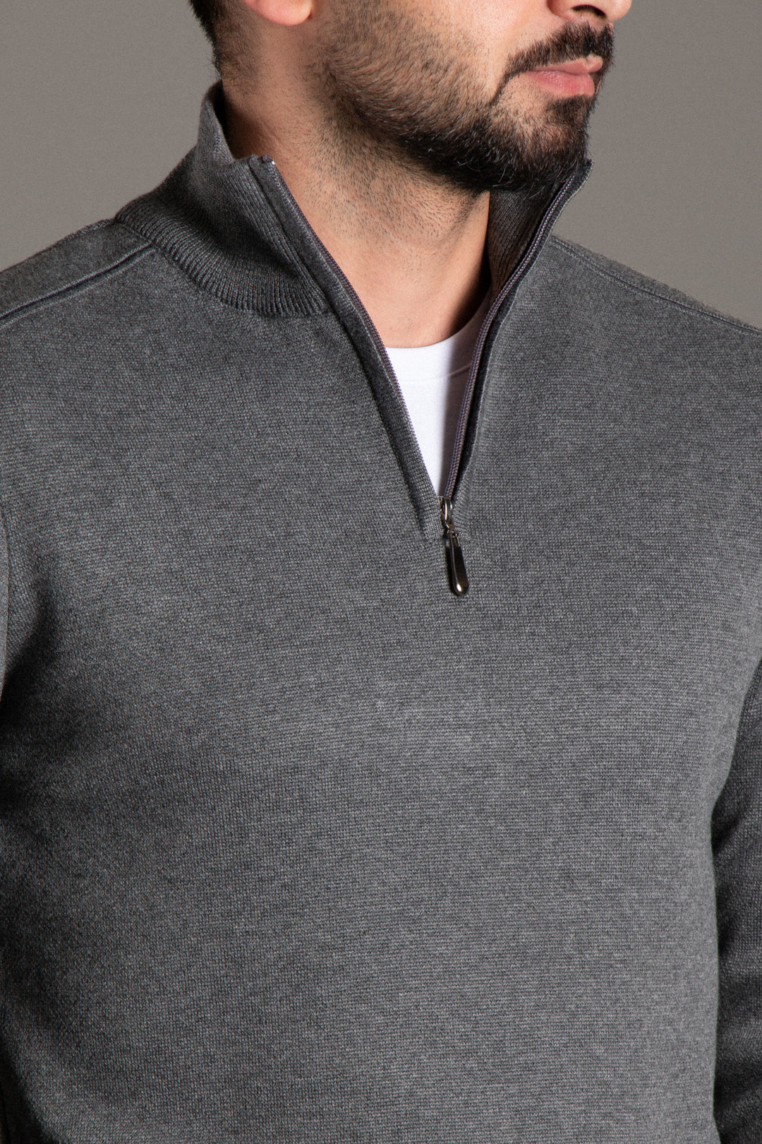 Fermuarlı Dik Yaka Triko