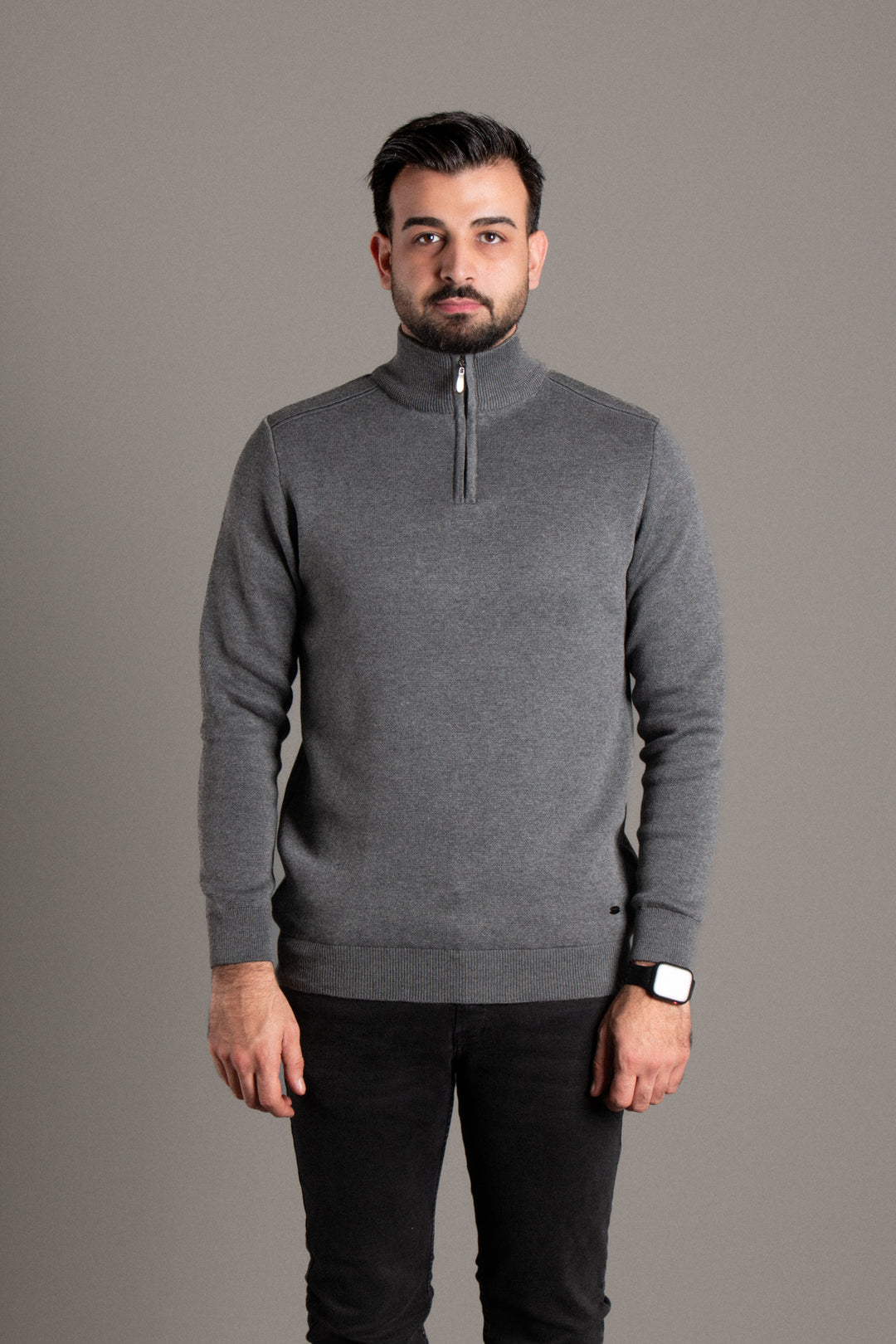 Fermuarlı Dik Yaka Triko