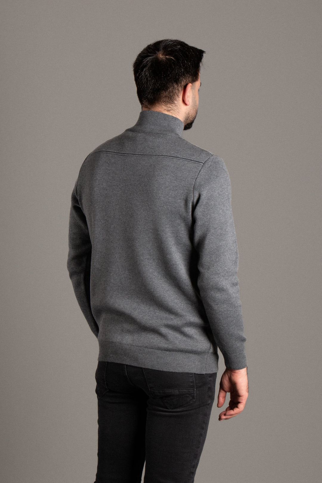 Fermuarlı Dik Yaka Triko