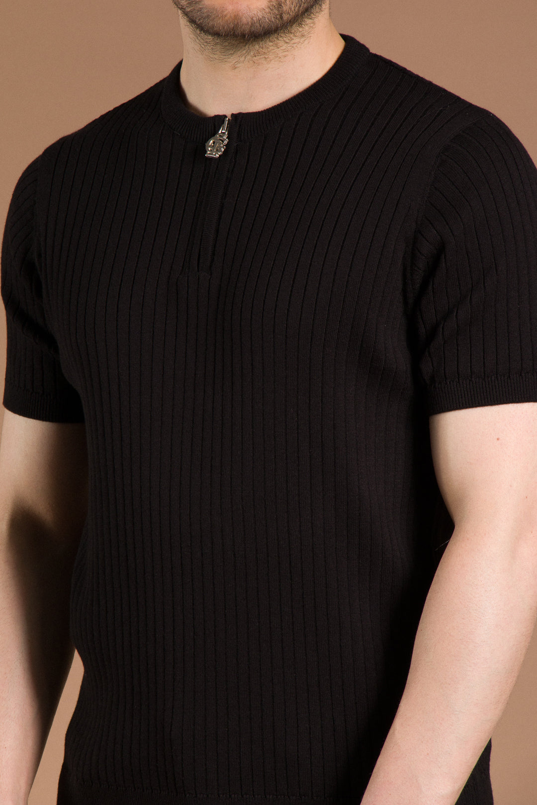 Polo Yaka Triko T-Shirt Fermuar Detaylı