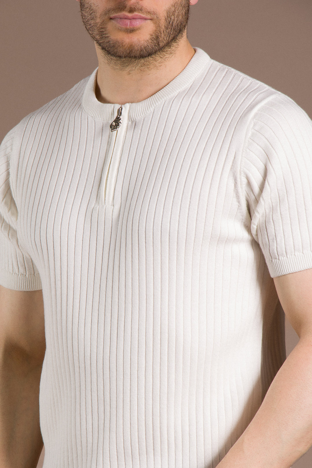 Polo Yaka Triko T-Shirt Fermuar Detaylı