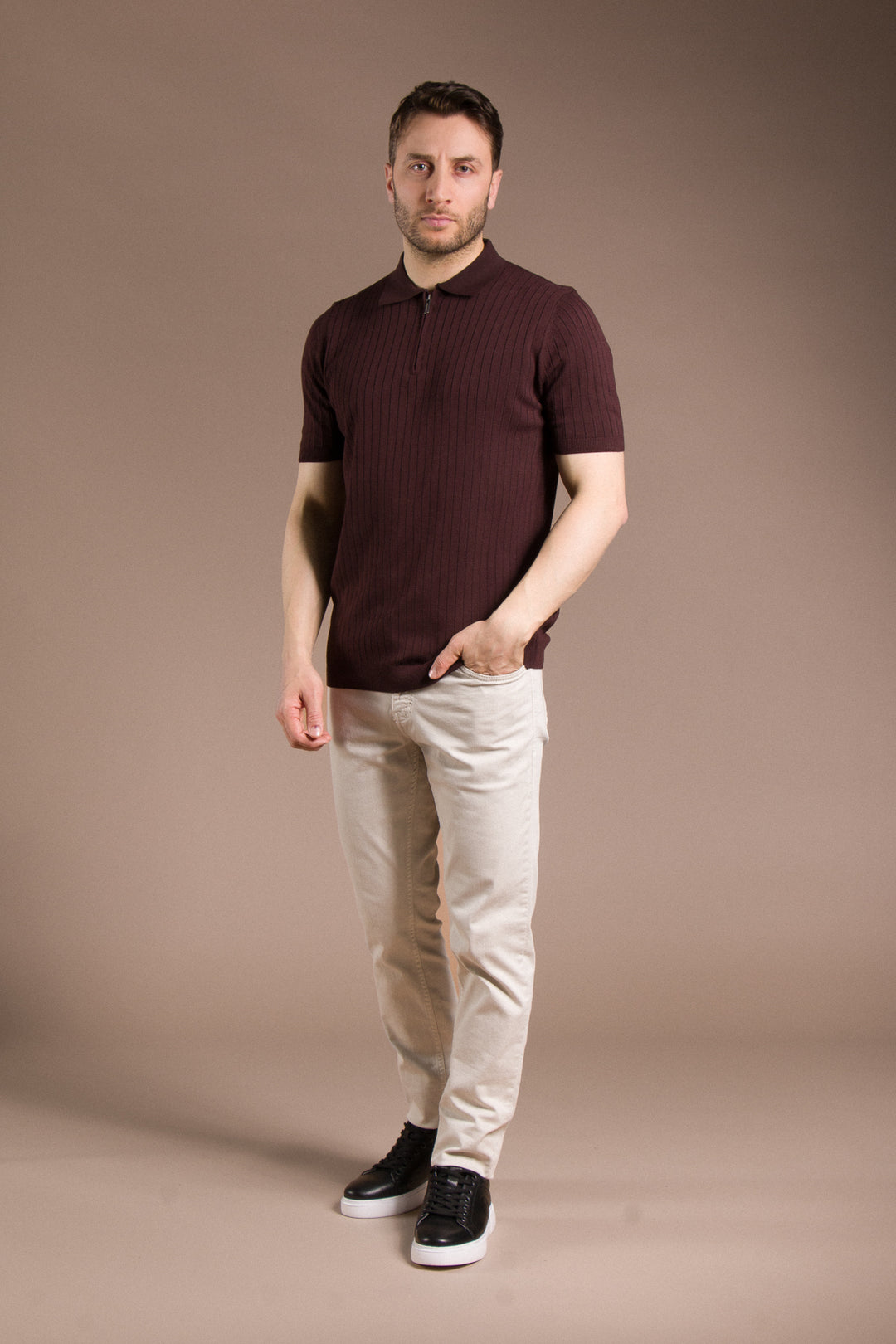 Dokulu Polo Yaka Triko T-Shirt