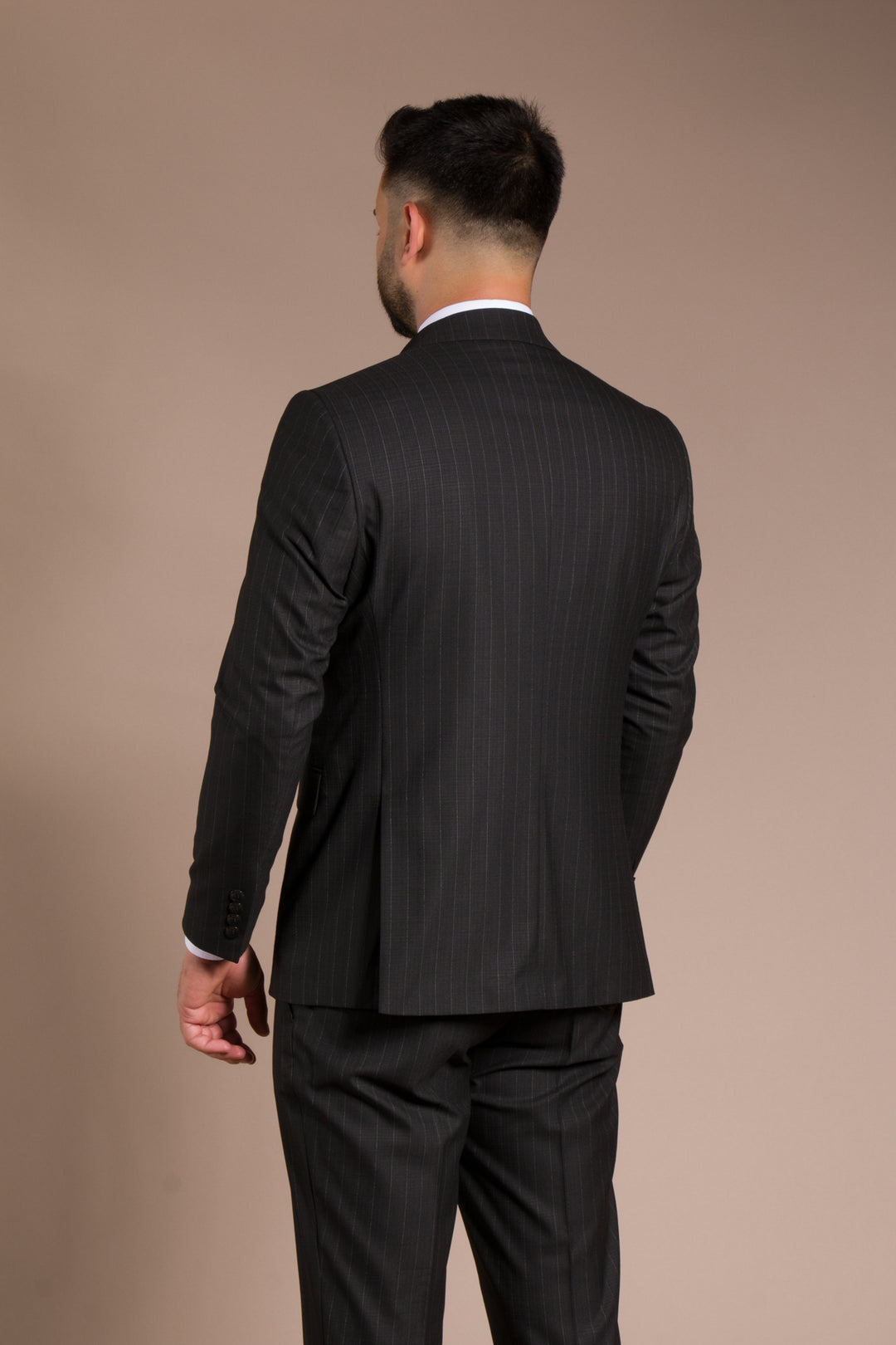 Çizgili Slim Fit Yelekli Takım Elbise