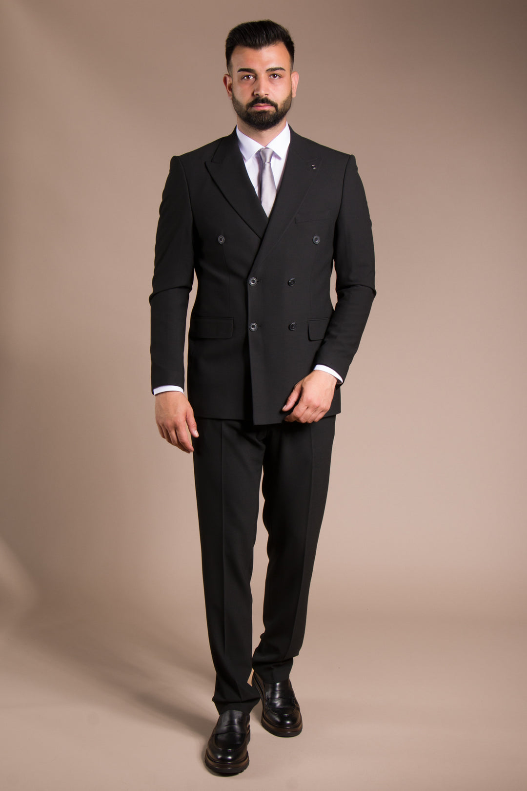Armürlü Slim Fit Kruvaze Takım Elbise