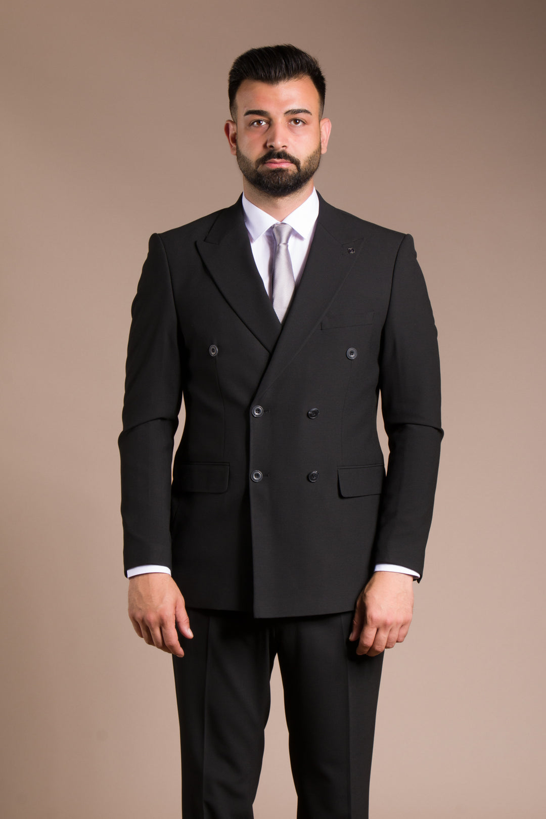 Armürlü Slim Fit Kruvaze Takım Elbise