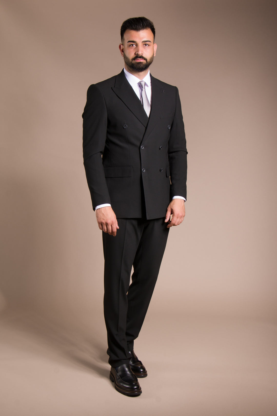 Armürlü Slim Fit Kruvaze Takım Elbise