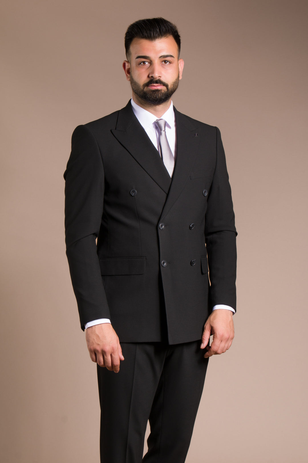 Armürlü Slim Fit Kruvaze Takım Elbise