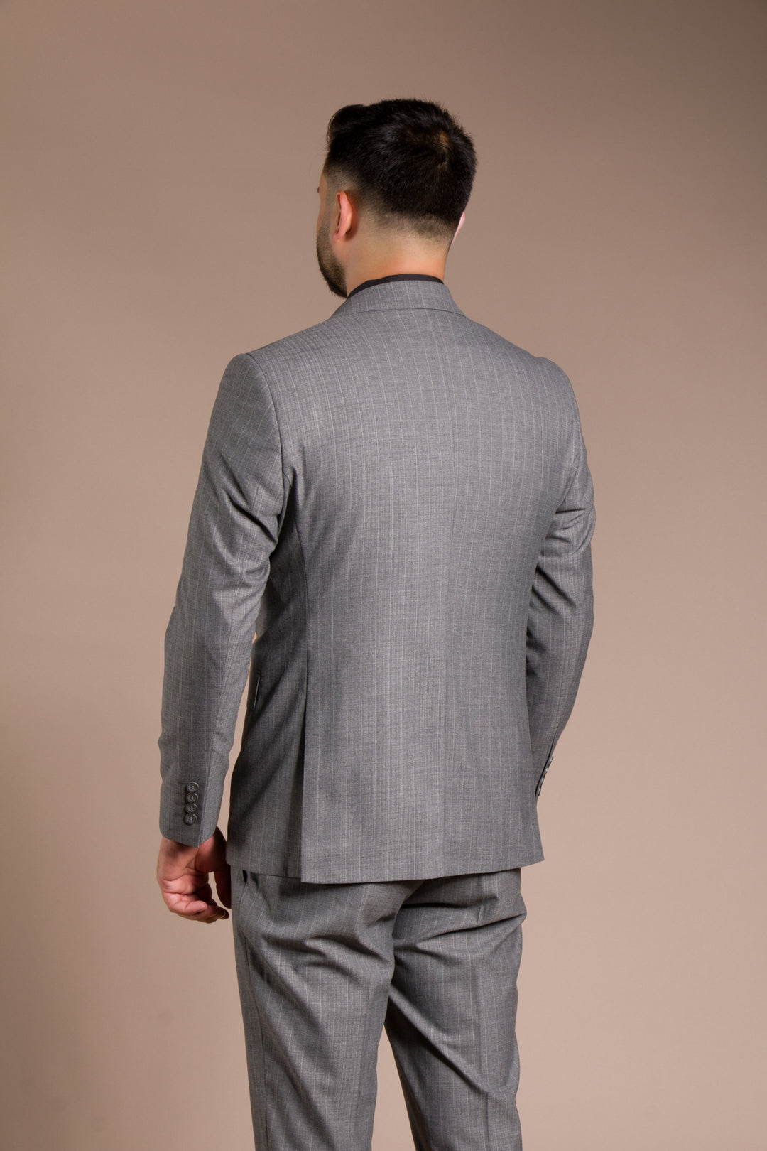 Çizgili Slim Fit Yelekli Takım Elbise